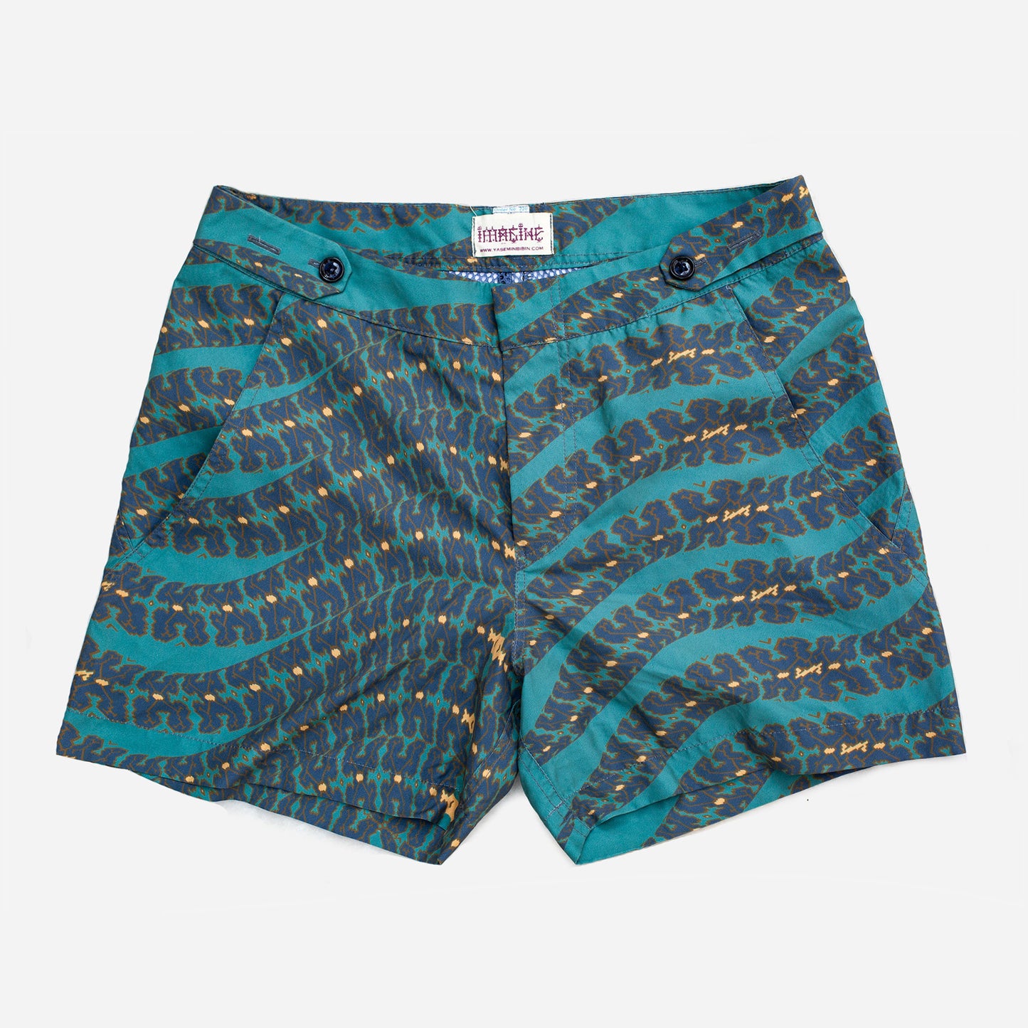 Shipibo Emerald Snake Tailored Swim Trunks