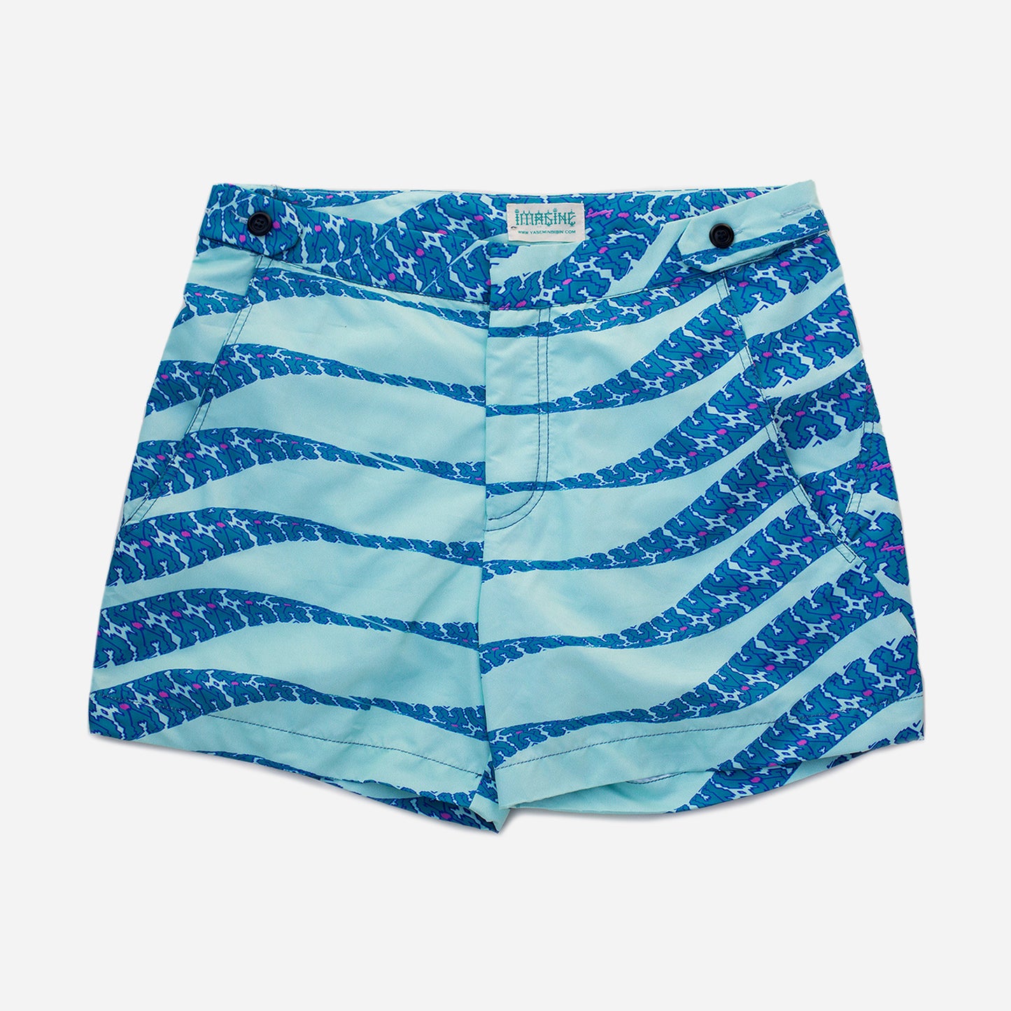 Blue Snake Shipibo Tailored Swim Trunks