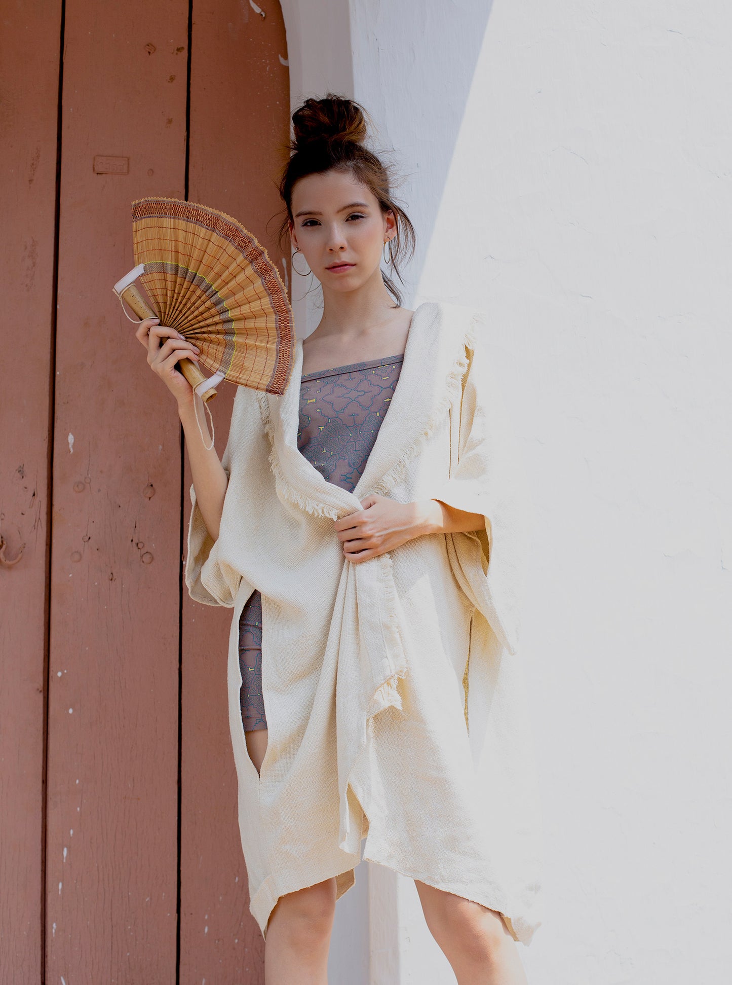 Raw Silk Kimono Cream