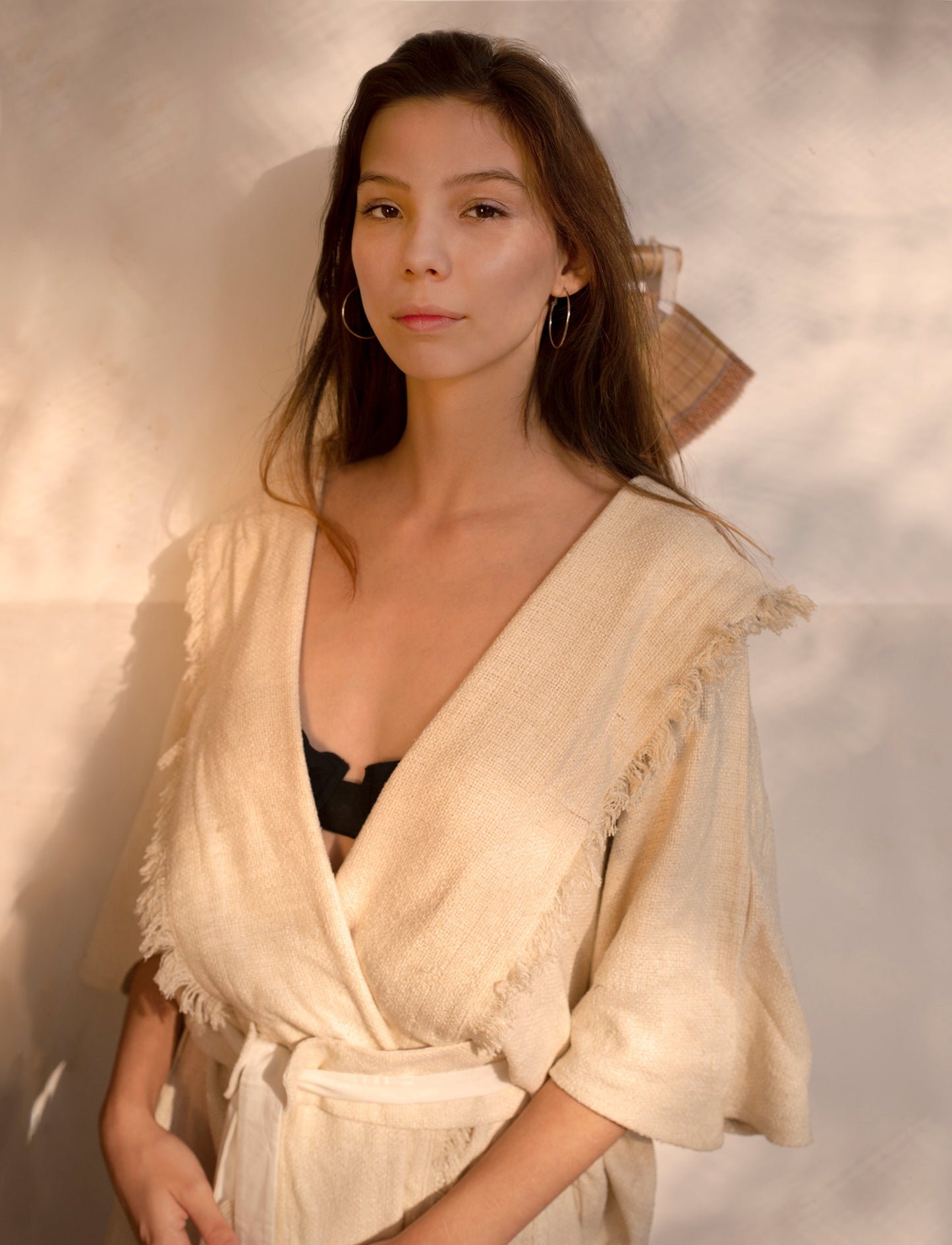 Raw Silk Kimono Cream