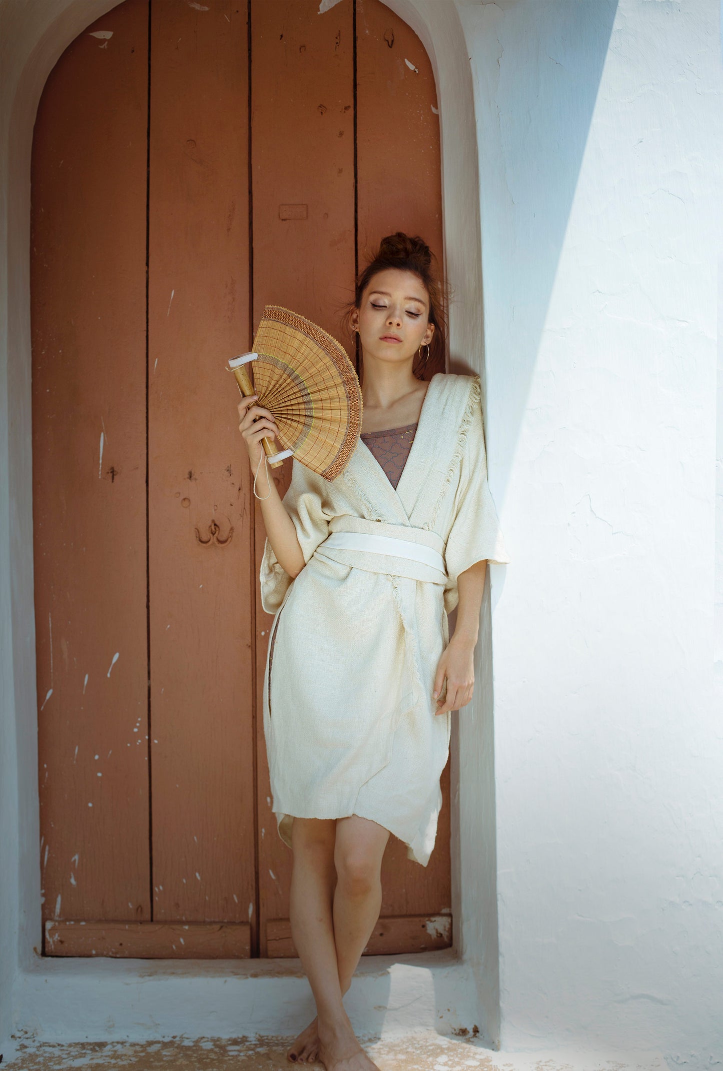 Raw Silk Kimono Cream