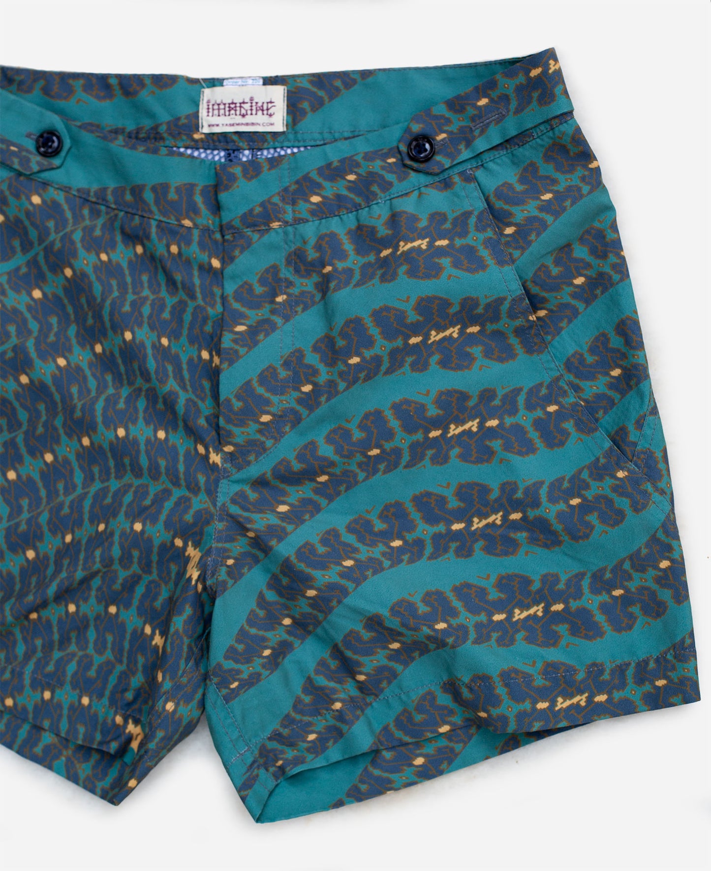 Shipibo Emerald Snake Tailored Swim Trunks