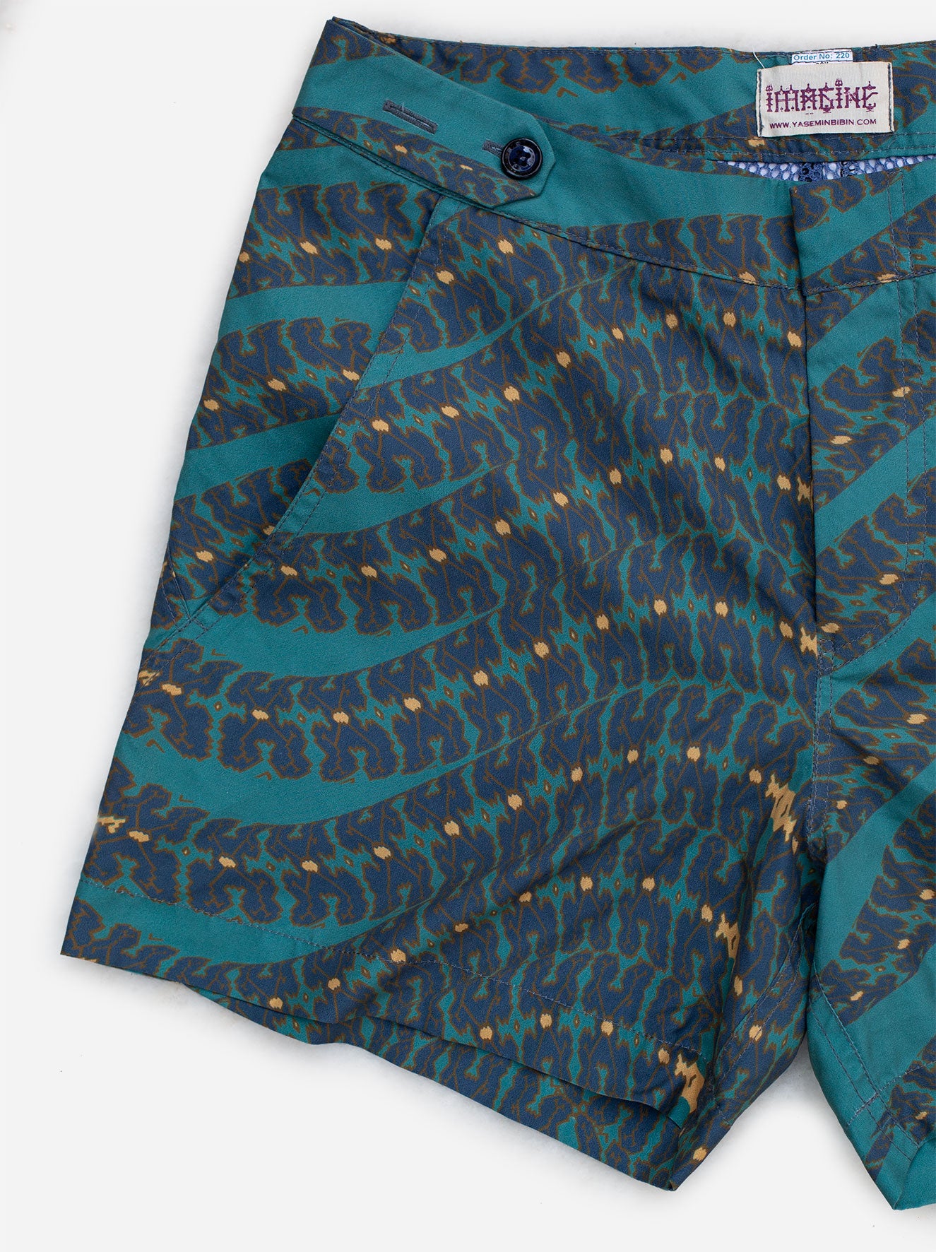 Shipibo Emerald Snake Tailored Swim Trunks