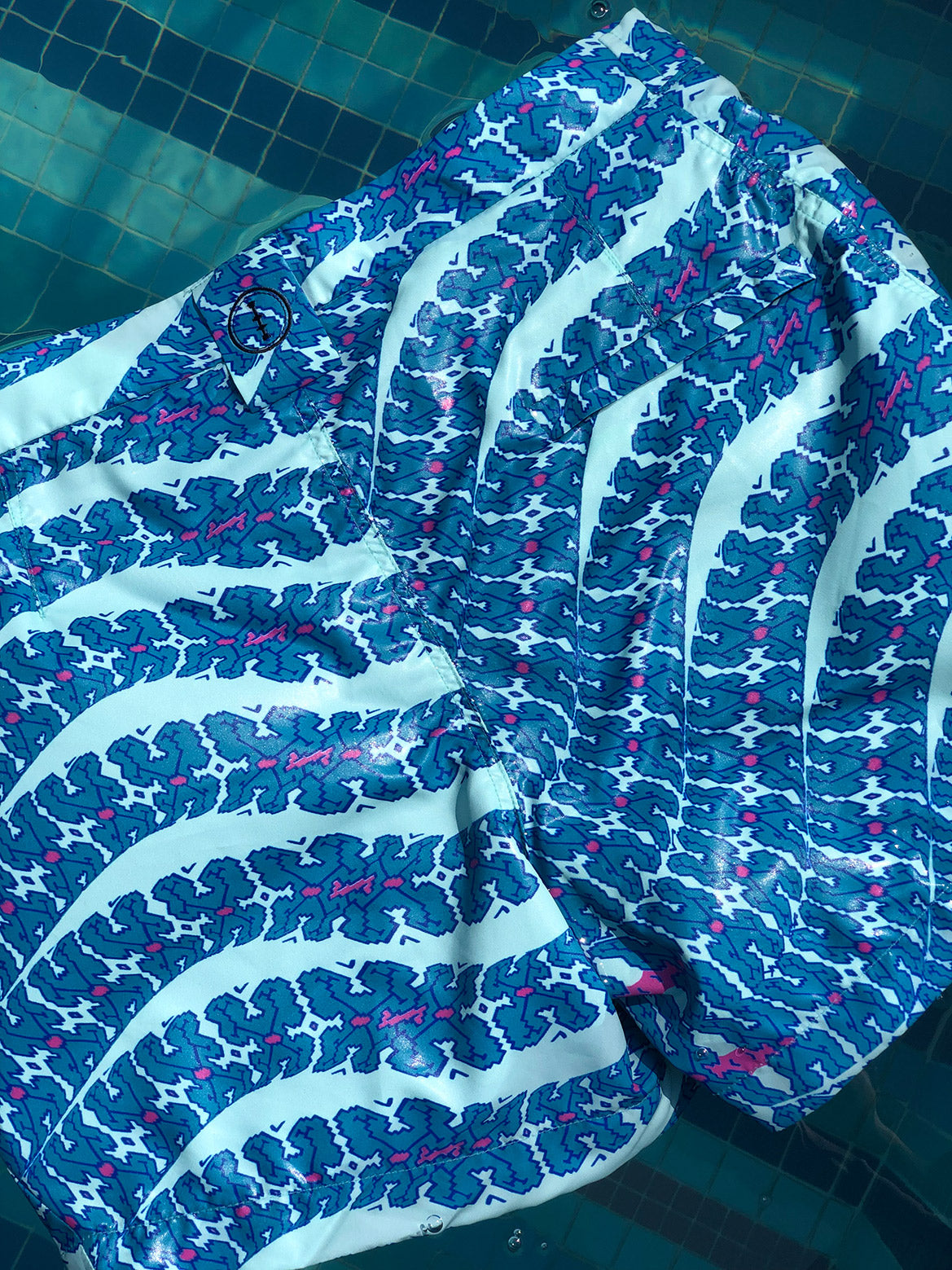 Blue Snake Shipibo Tailored Swim Trunks