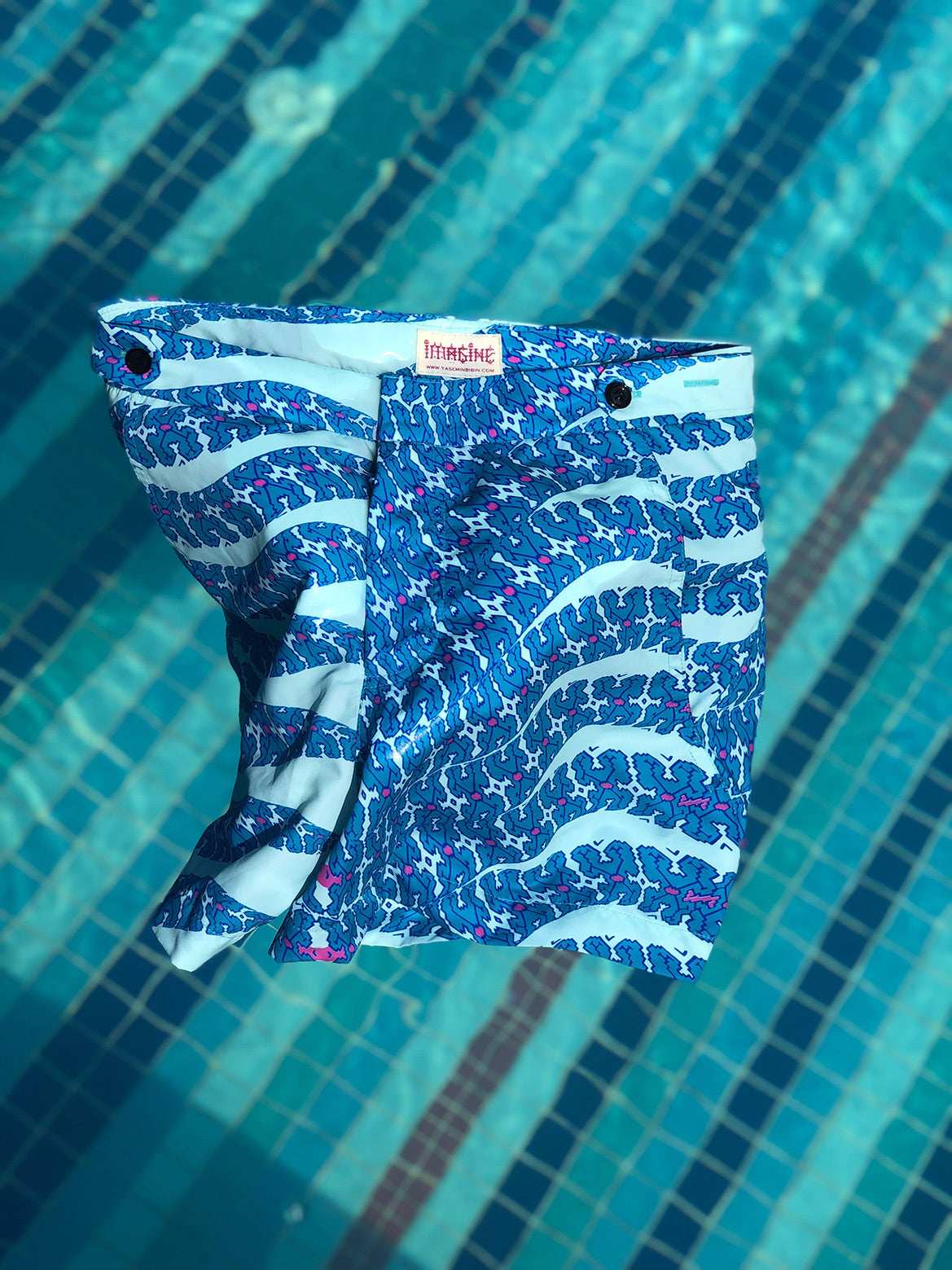 Blue Snake Shipibo Tailored Swim Trunks