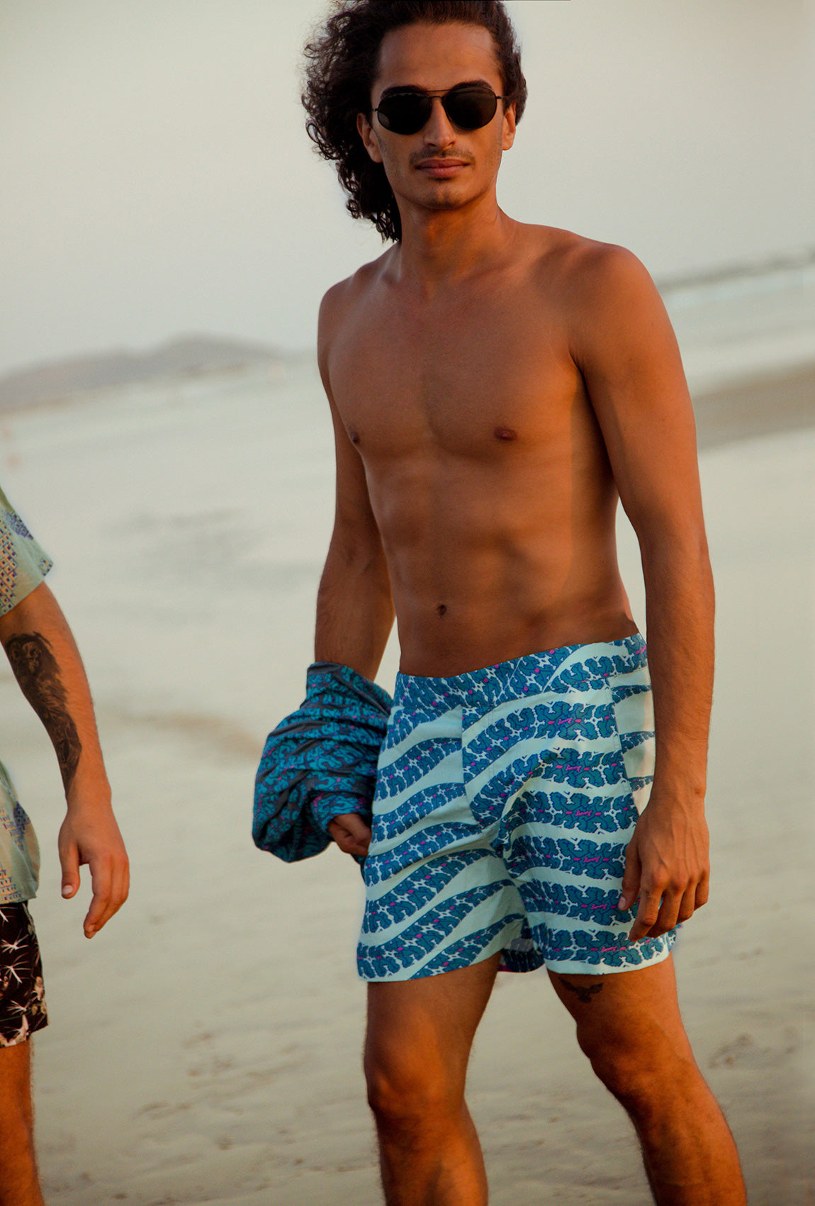 Blue Snake Shipibo Tailored Swim Trunks