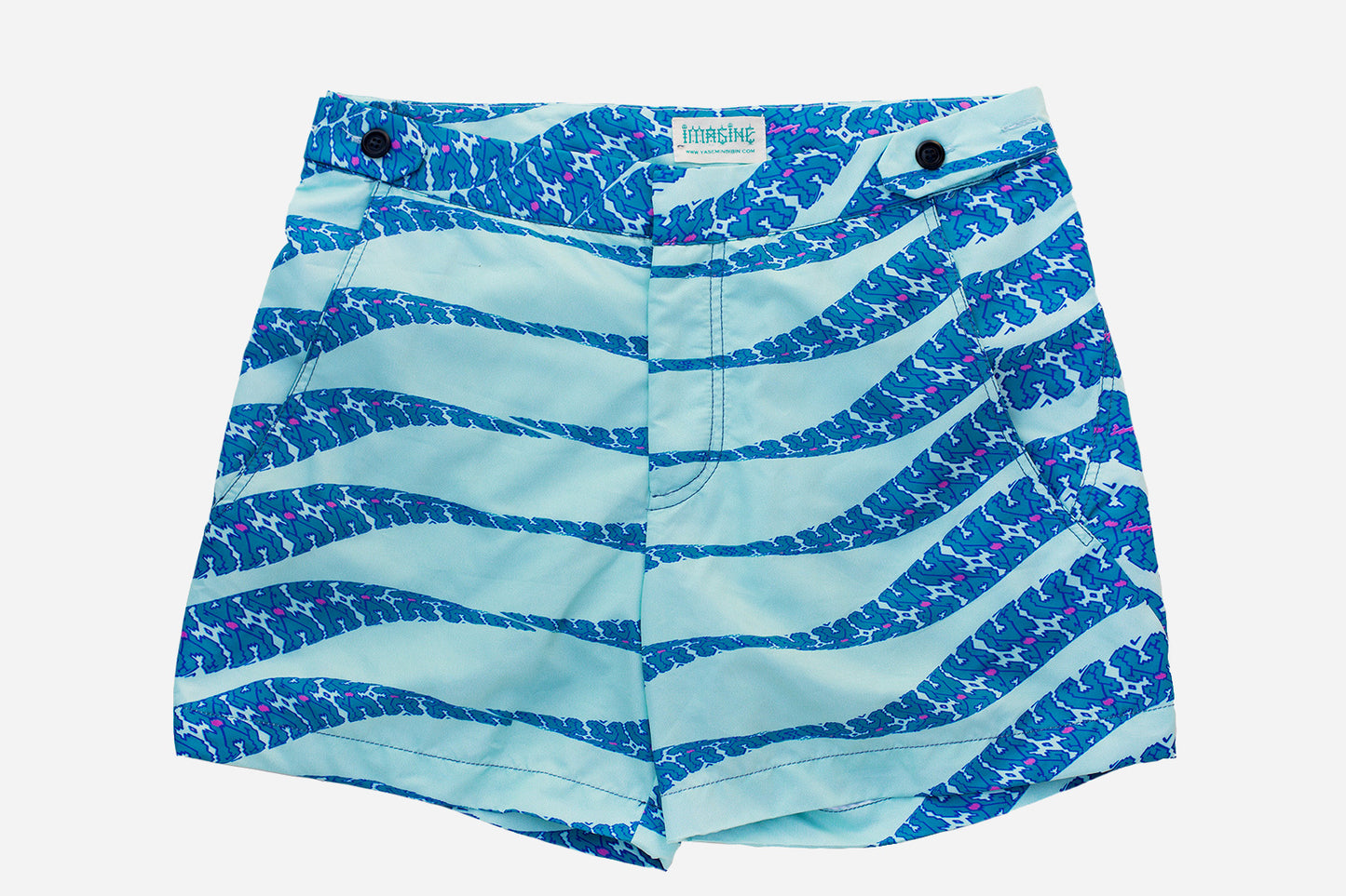 Blue Snake Shipibo Tailored Swim Trunks