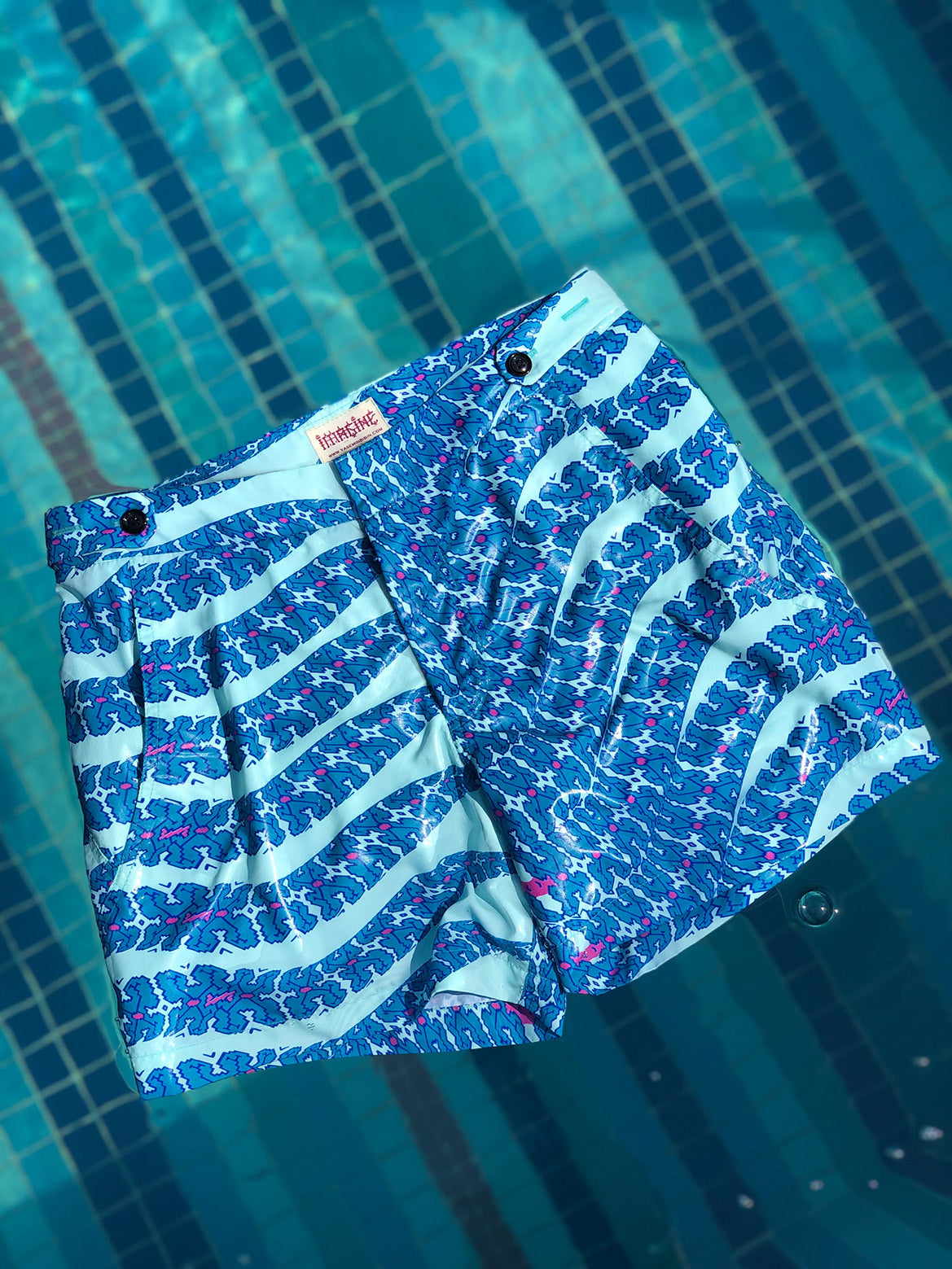 Blue Snake Shipibo Tailored Swim Trunks