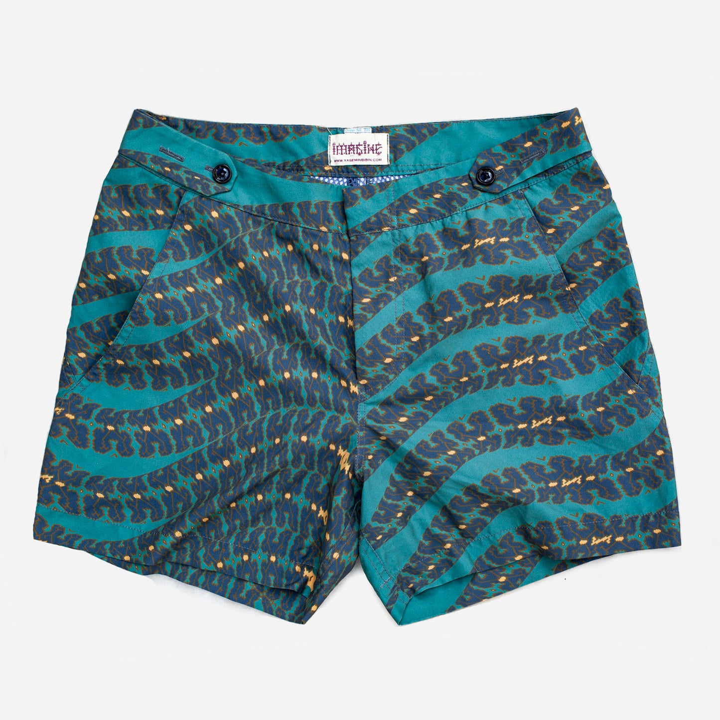 Shipibo Emerald Snake Tailored Swim Trunks