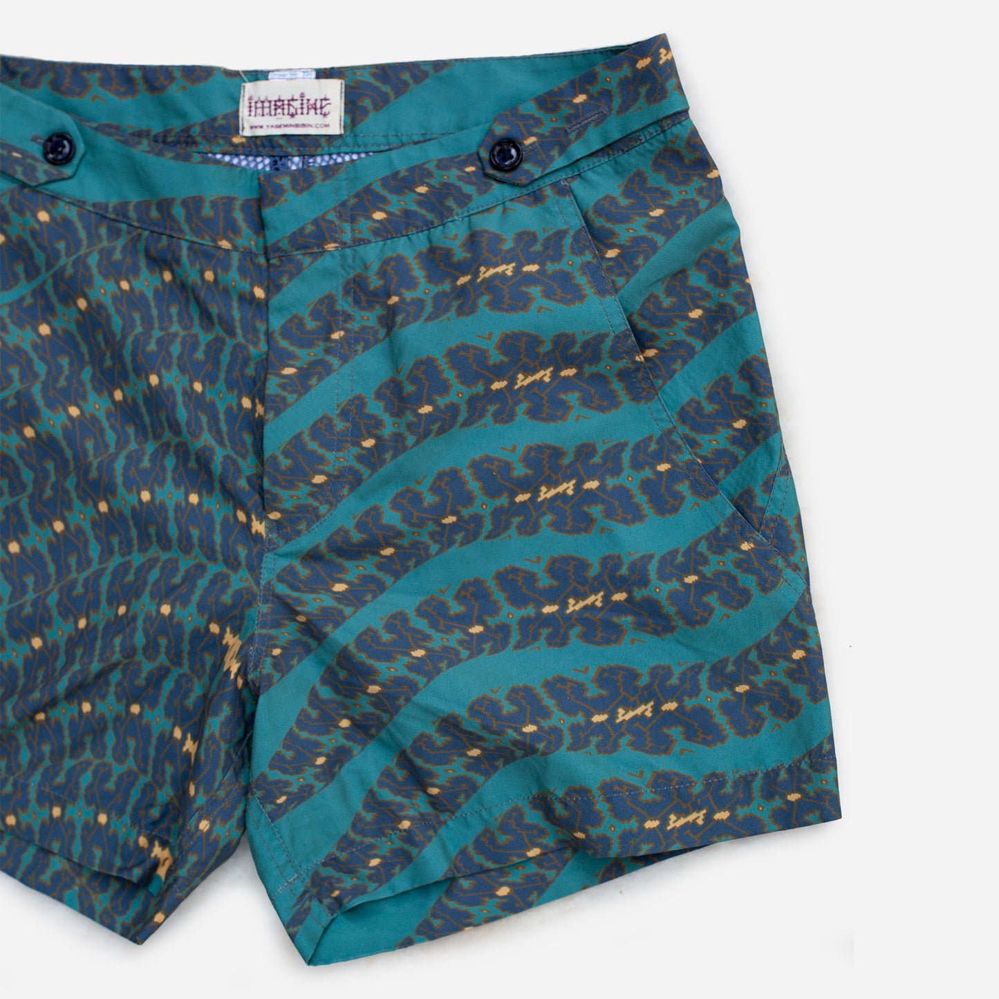 Shipibo Emerald Snake Tailored Swim Trunks