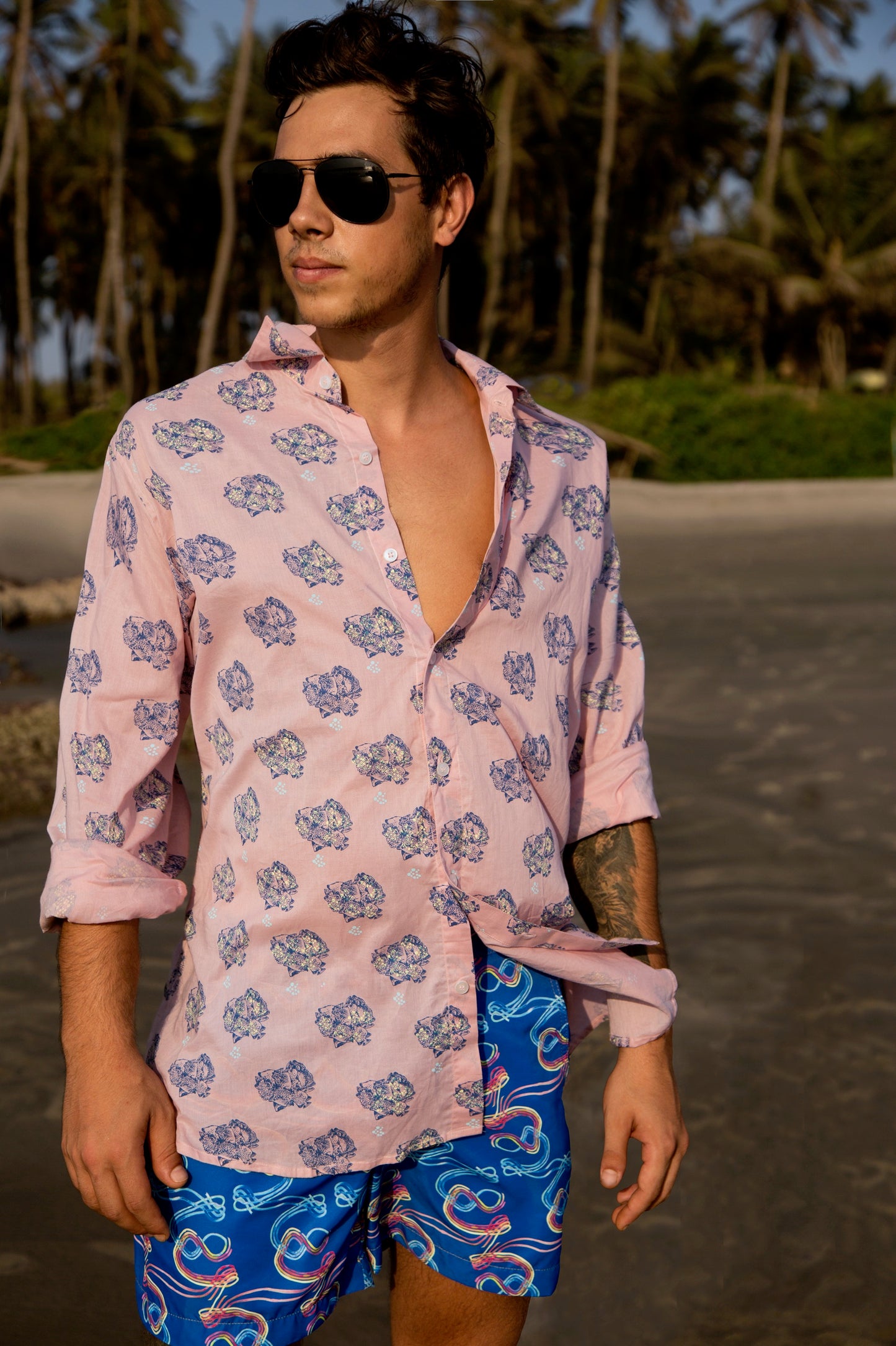 Tropical Fish Long Sleeve Shirt Classic Cut